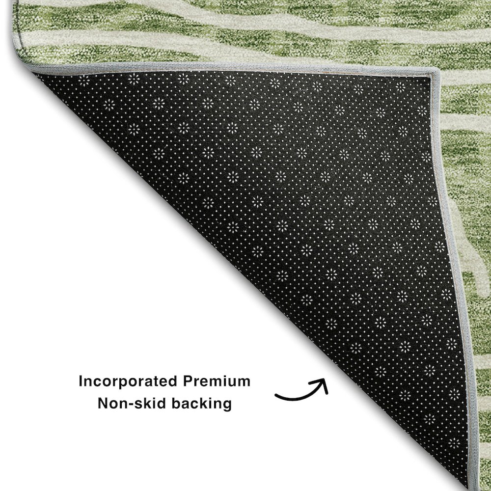 Premium Machine Washable Mayfield AMF730 Green 8' x 8' Round Rug. Picture 2