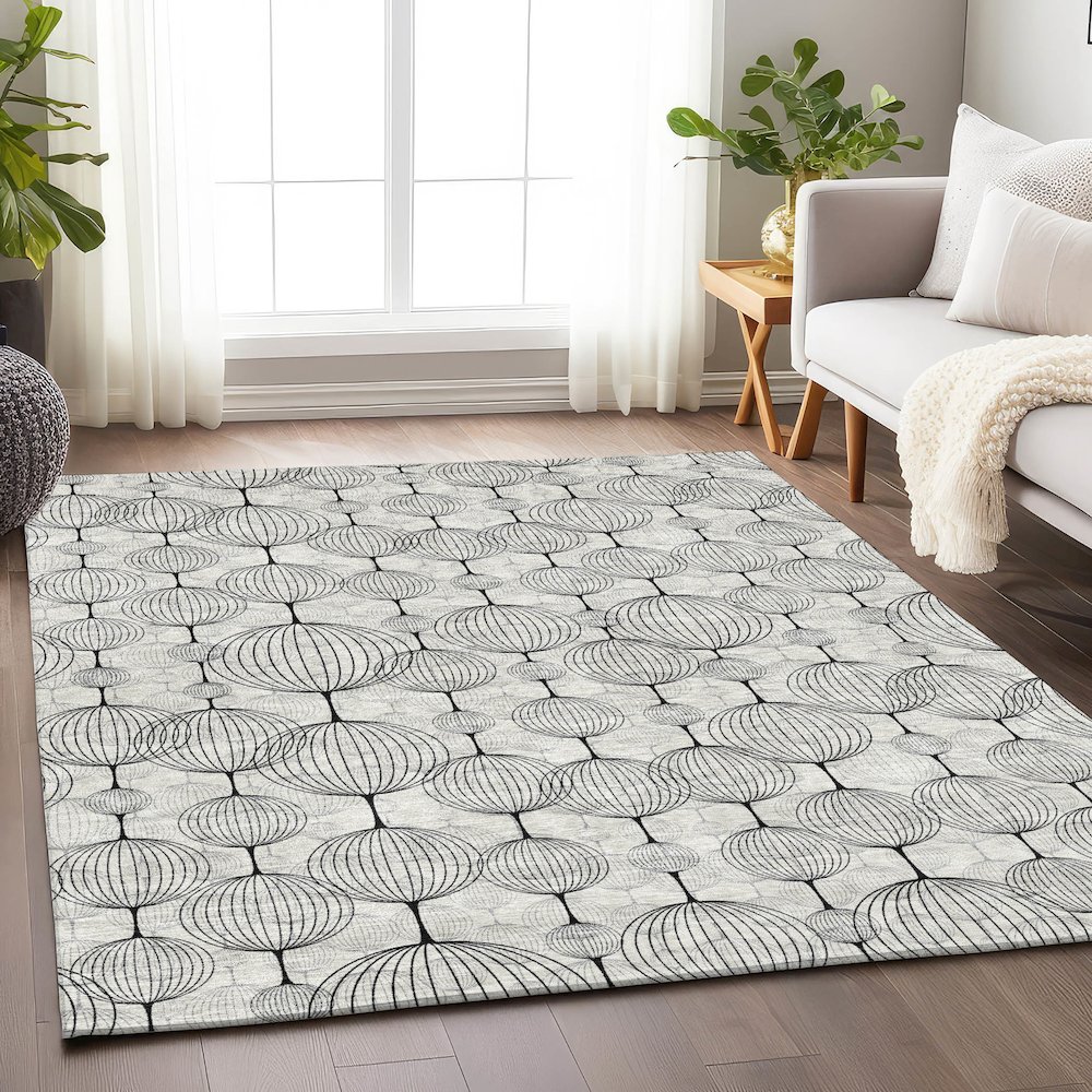 Premium Machine Washable Mayfield AMF732 White 10' x 14' Rug. Picture 5