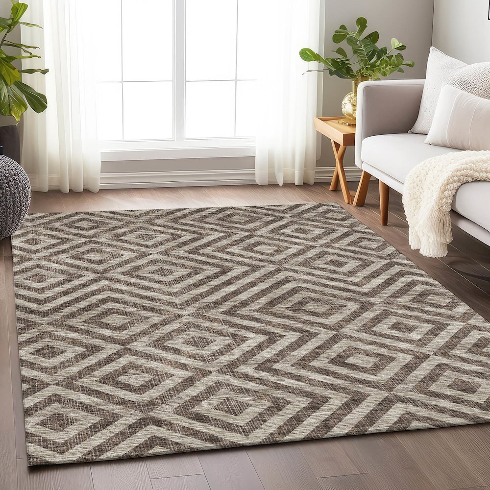 Premium Machine Washable Mayfield AMF733 Brown 10' x 14' Rug. Picture 5
