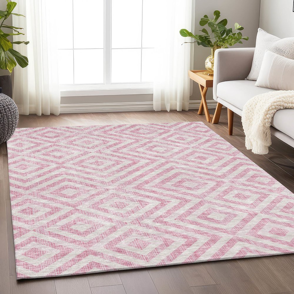 Premium Machine Washable Mayfield AMF733 Pink 10' x 14' Rug. Picture 5