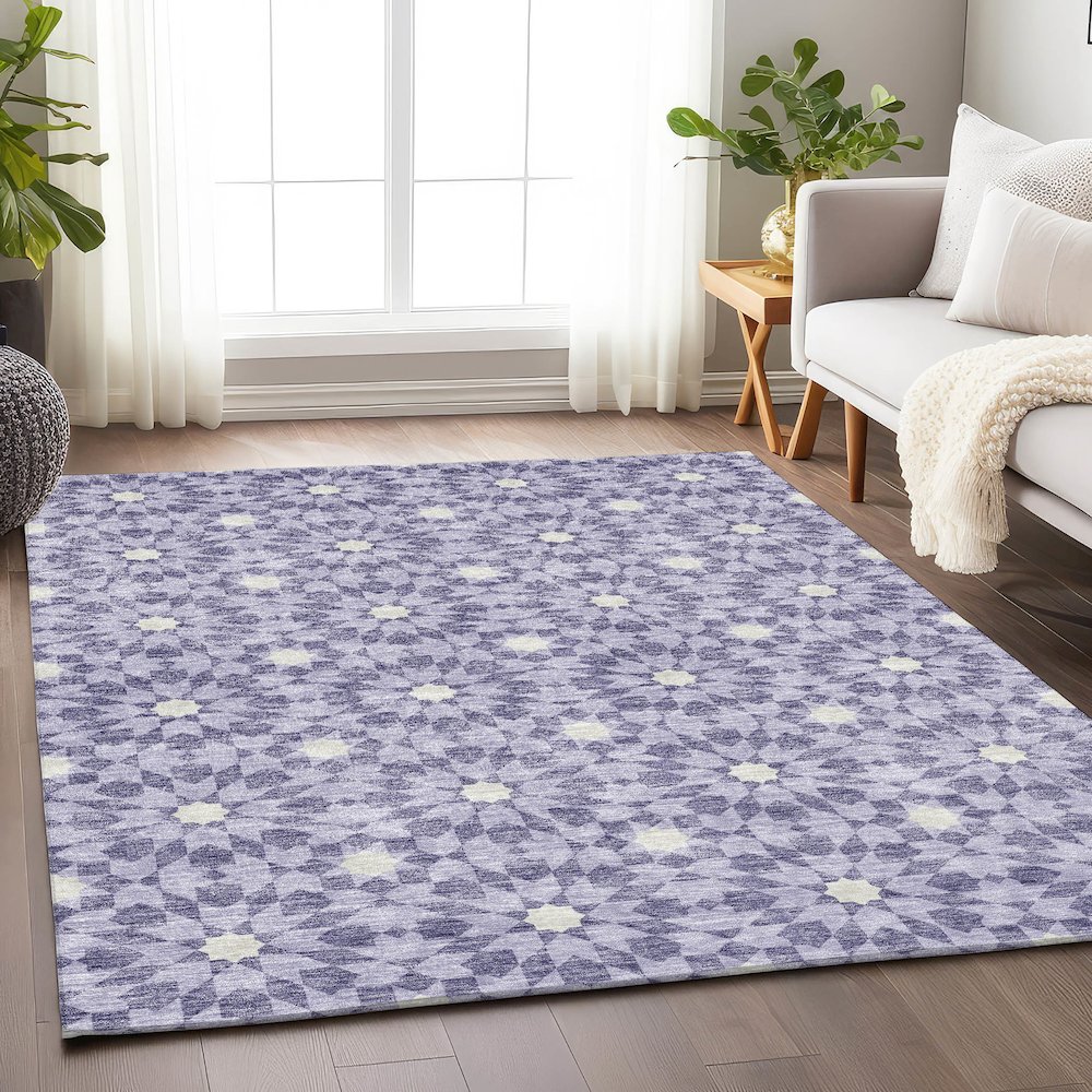 Premium Machine Washable Mayfield AMF734 Lilac 10' x 14' Rug. Picture 5