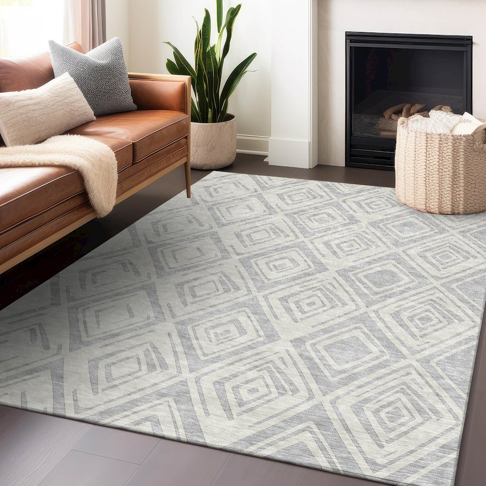 Premium Machine Washable Mayfield AMF737 Pewter 10' x 14' Rug. Picture 6