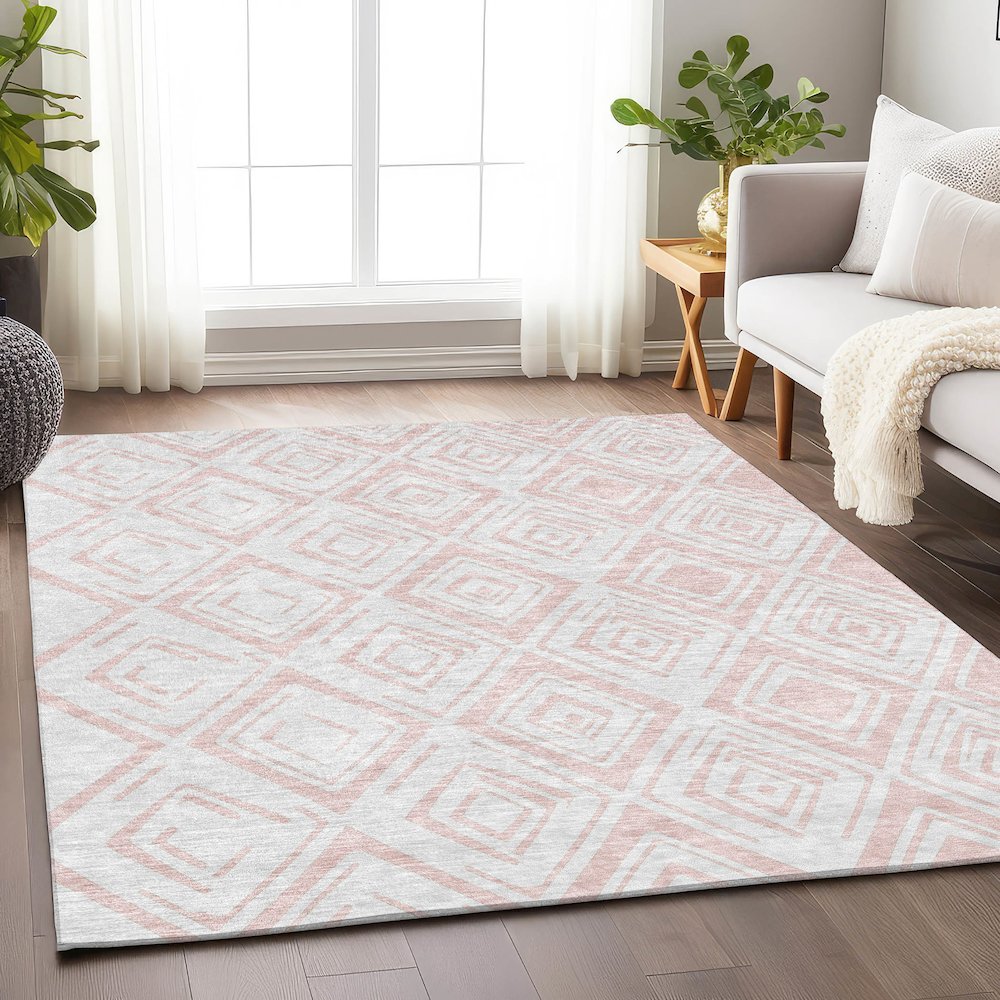 Premium Machine Washable Mayfield AMF737 Pink 10' x 14' Rug. Picture 5