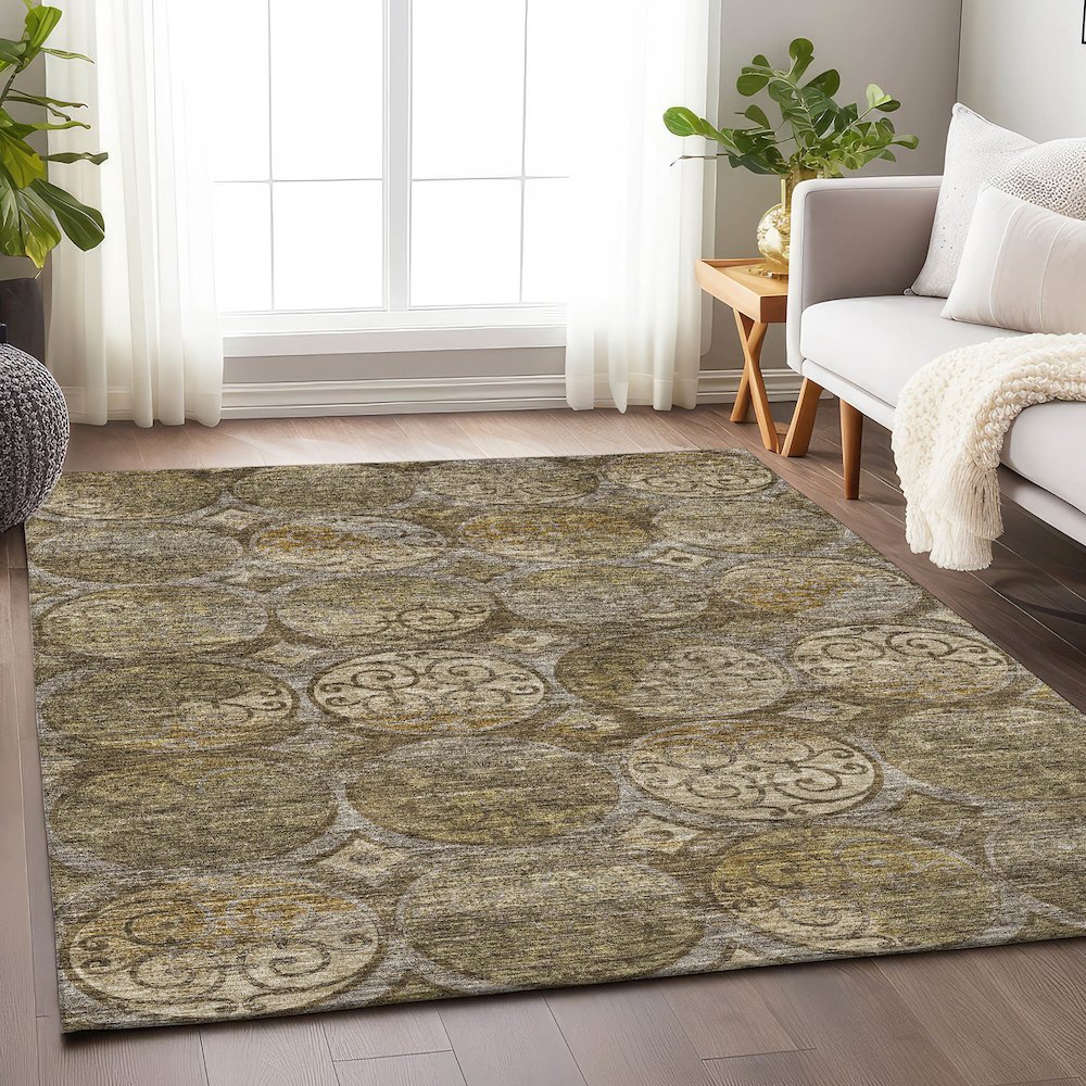 Premium Machine Washable Mayfield AMF738 Brown 10' x 14' Rug. Picture 5