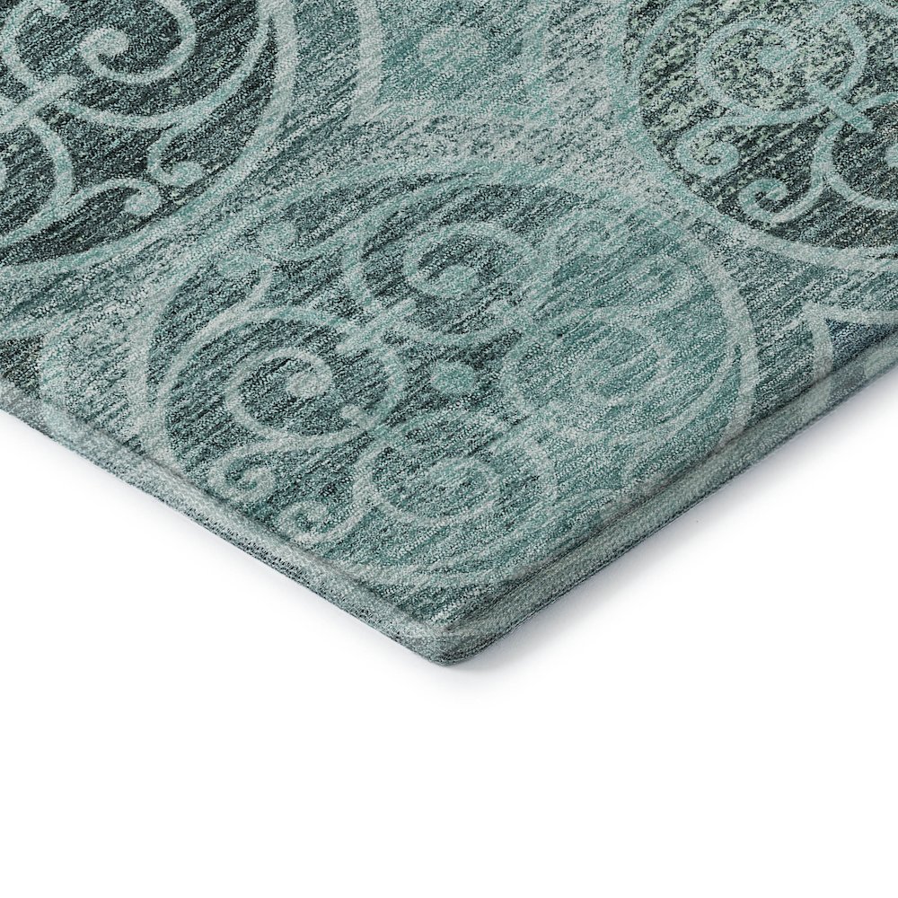 Premium Machine Washable Mayfield AMF738 Teal 8' x 8' Round Rug. Picture 3