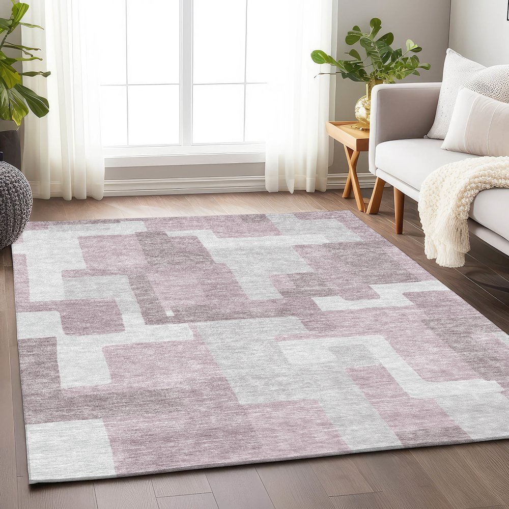 Premium Machine Washable Mayfield AMF740 Blush 10' x 14' Rug. Picture 5