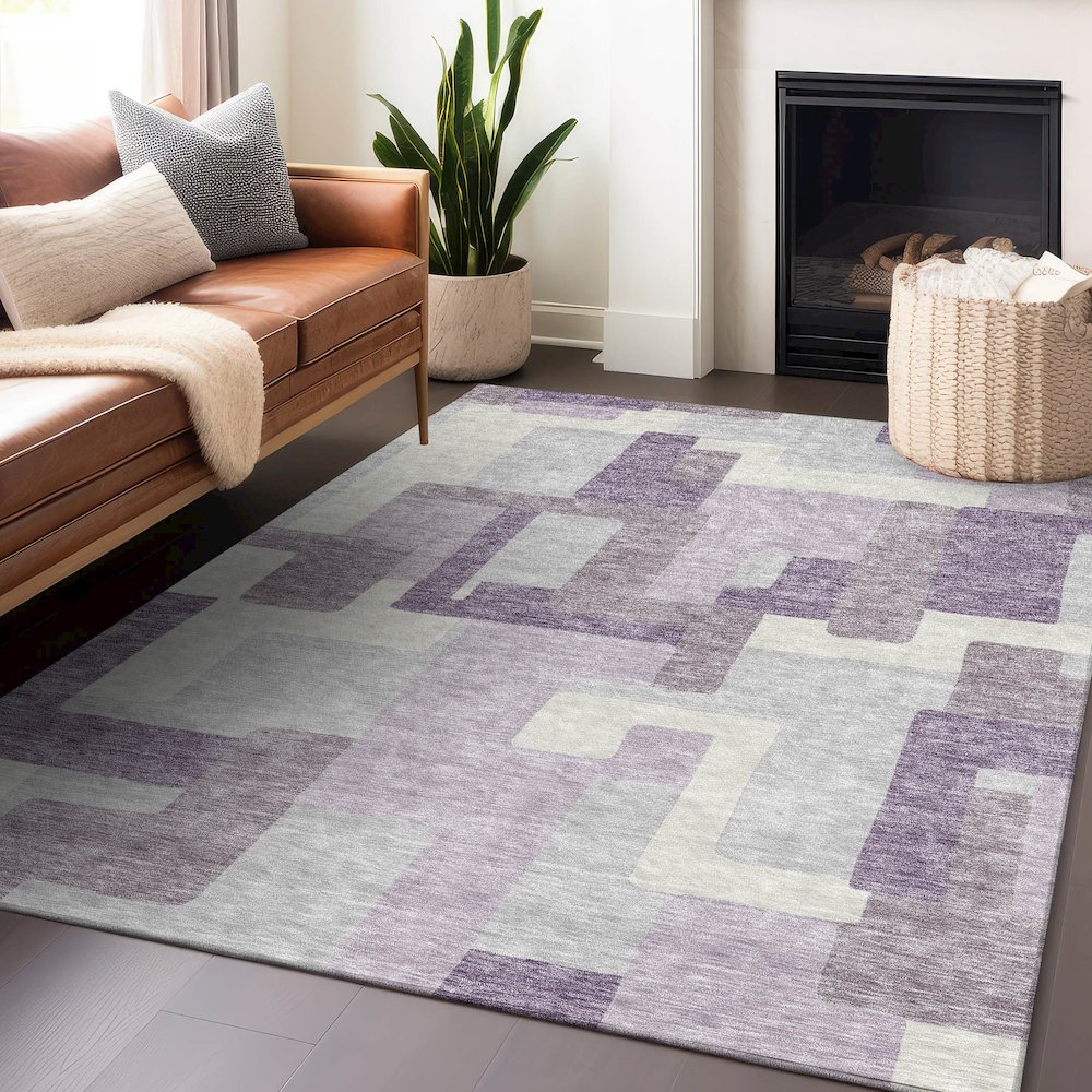 Premium Machine Washable Mayfield AMF740 Lavender 10' x 14' Rug. Picture 6
