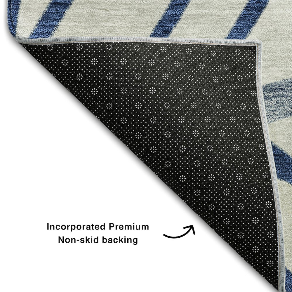 Premium Machine Washable Mayfield AMF741 Navy 8' x 8' Round Rug. Picture 2