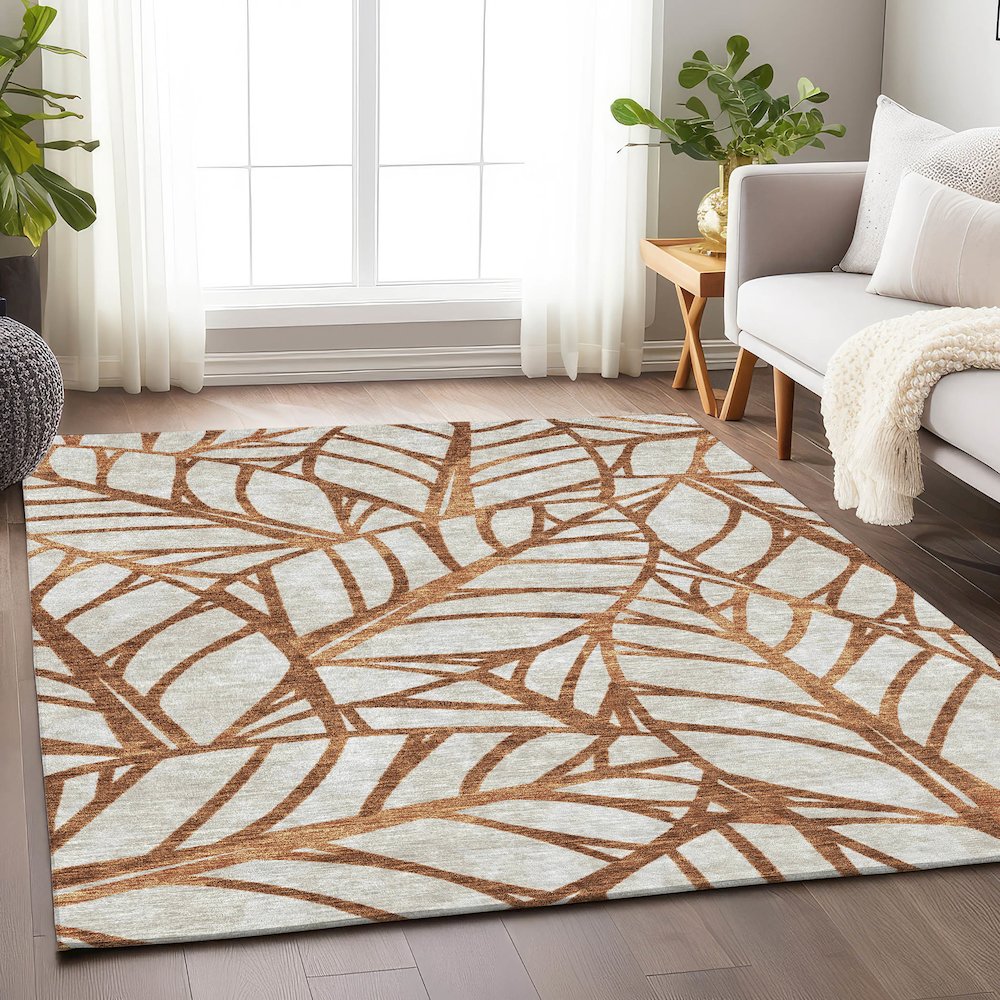 Premium Machine Washable Mayfield AMF741 Paprika 10' x 14' Rug. Picture 5