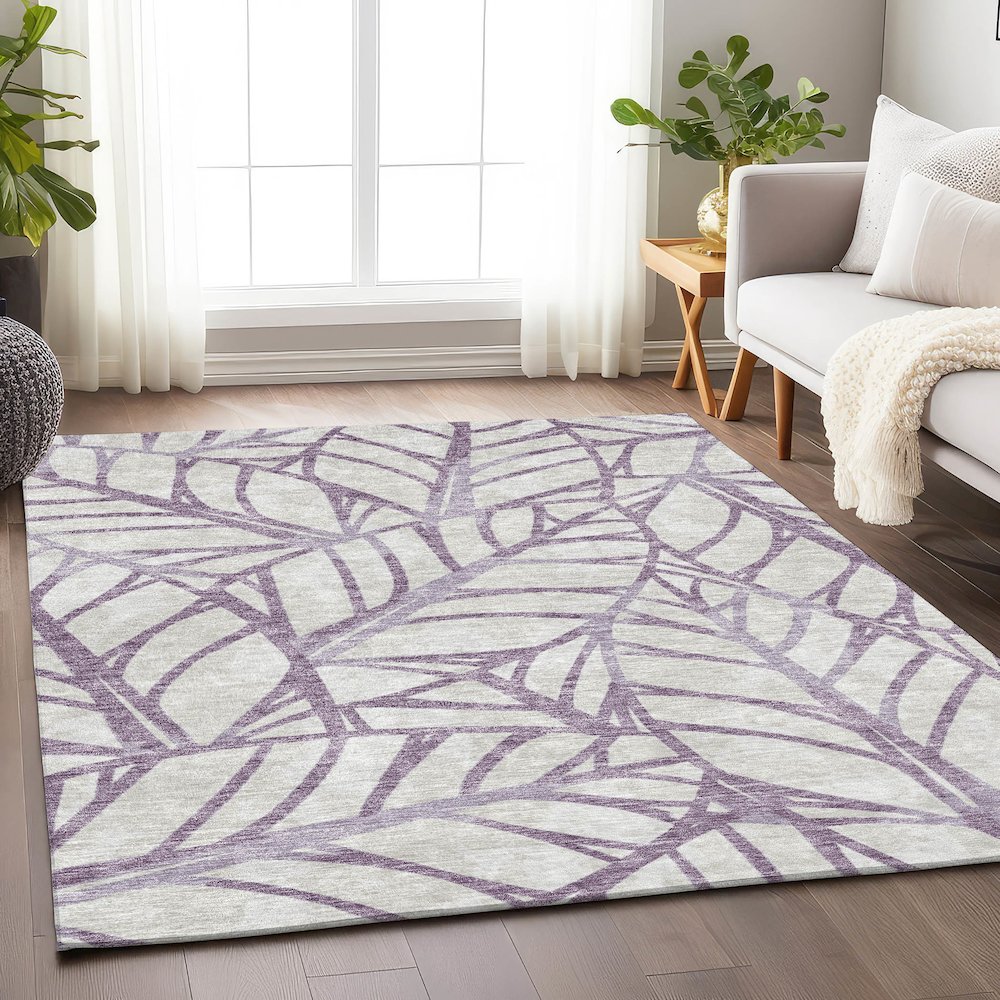 Premium Machine Washable Mayfield AMF741 Purple 10' x 14' Rug. Picture 5