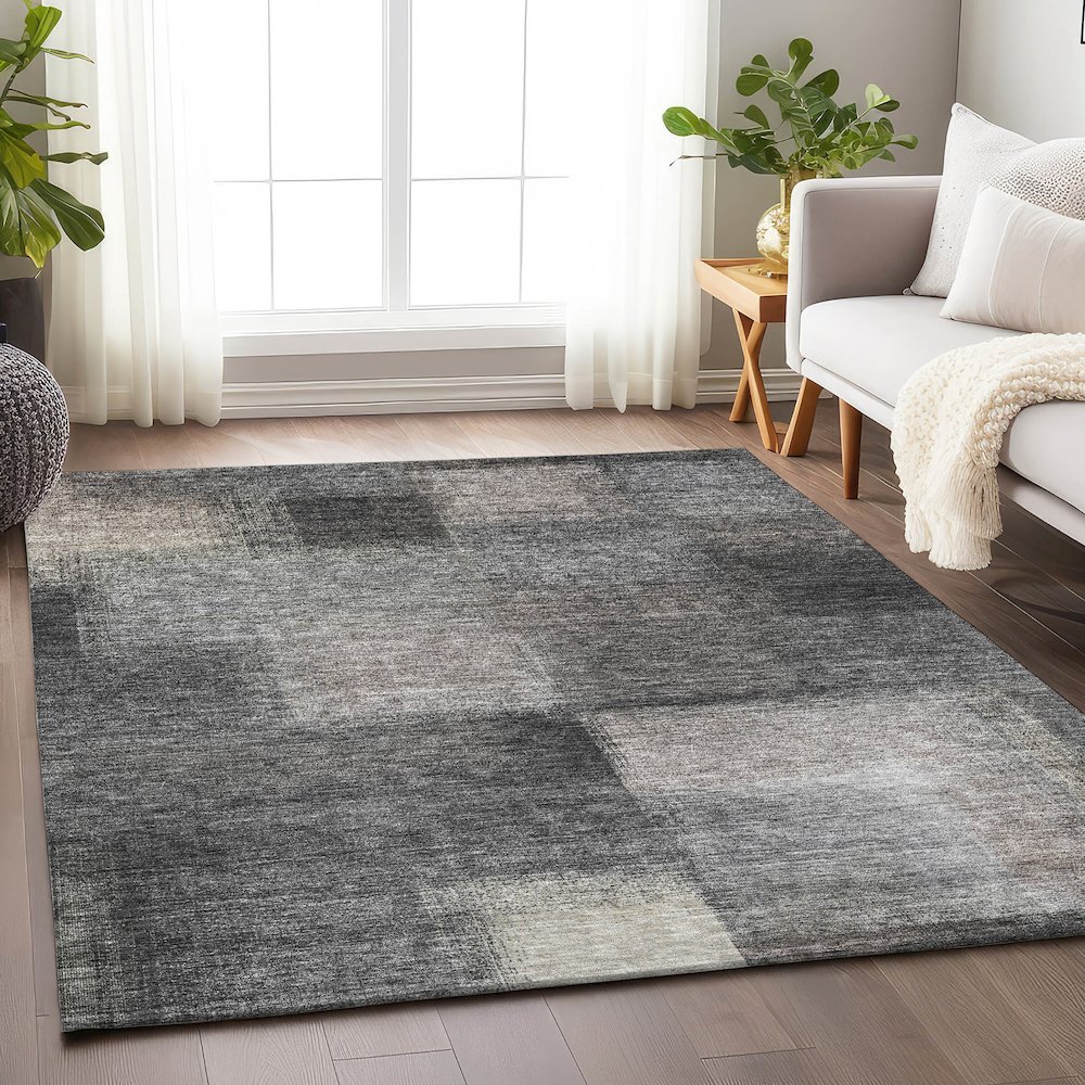 Premium Machine Washable Mayfield AMF742 Charcoal 10' x 14' Rug. Picture 5
