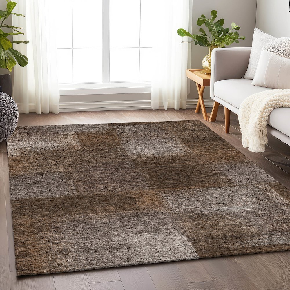 Premium Machine Washable Mayfield AMF742 Chocolate 10' x 14' Rug. Picture 5