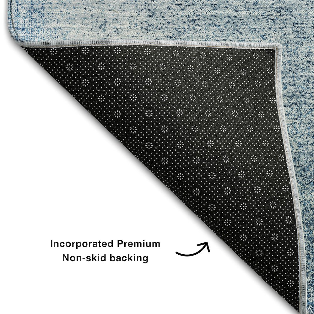 Premium Machine Washable Mayfield AMF742 Denim 8' x 8' Round Rug. Picture 2
