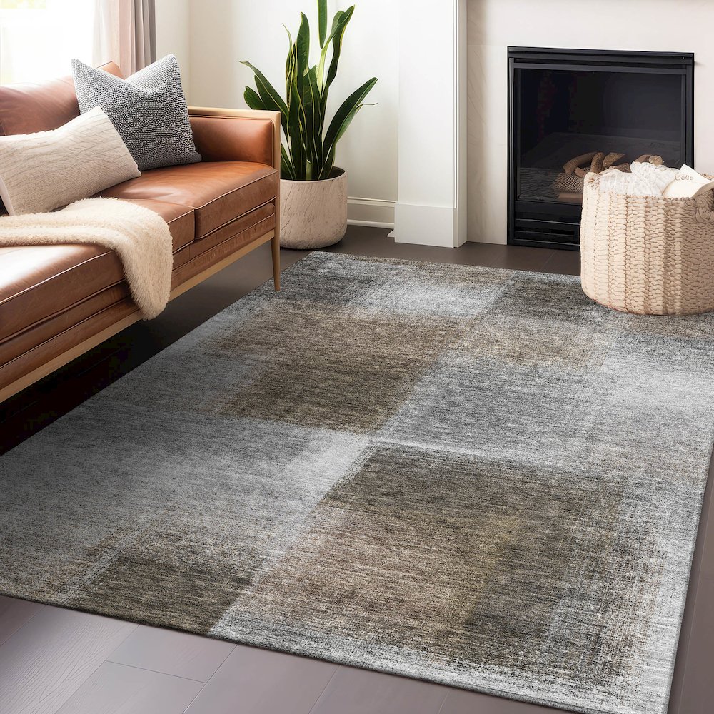 Premium Machine Washable Mayfield AMF742 Silver 10' x 14' Rug. Picture 6