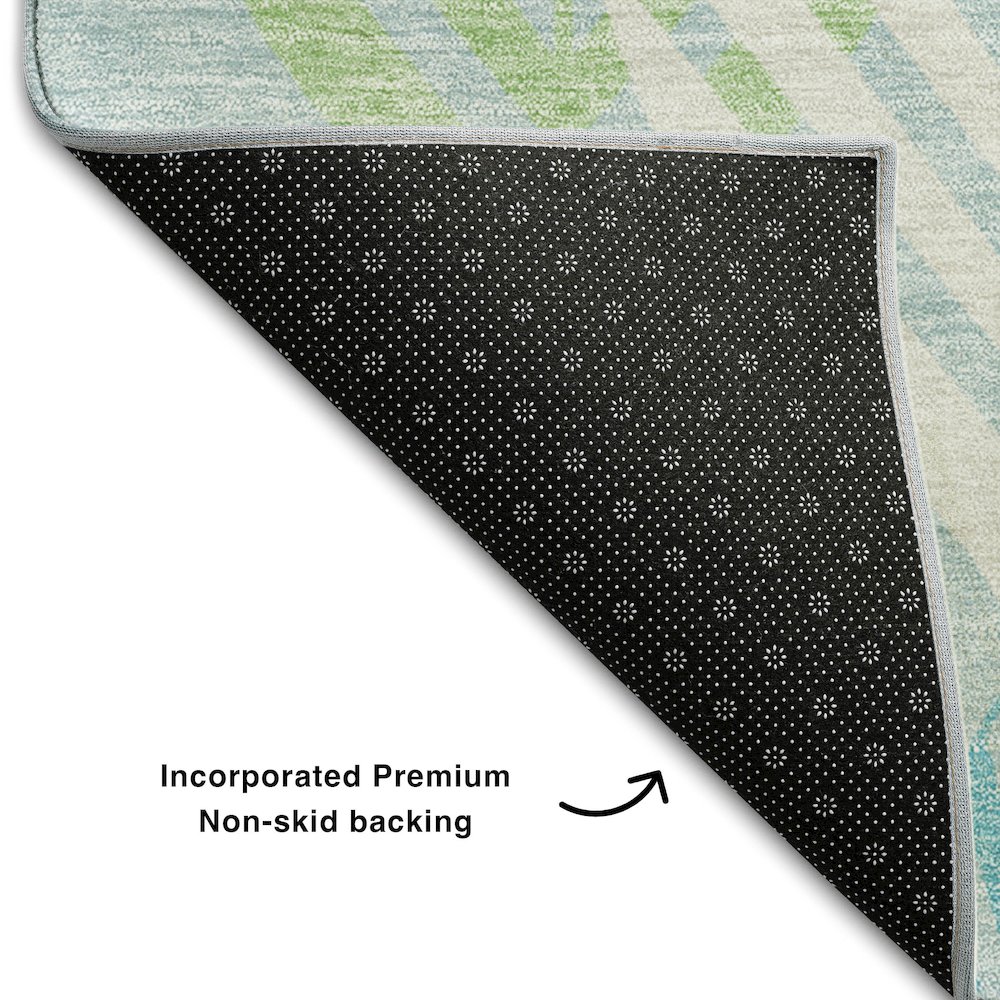 Premium Machine Washable Mayfield AMF744 Teal 8' x 8' Round Rug. Picture 2