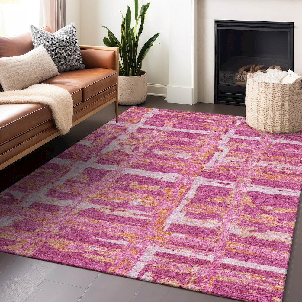 Premium Machine Washable Mayfield AMF745 Blush 10' x 14' Rug. Picture 6
