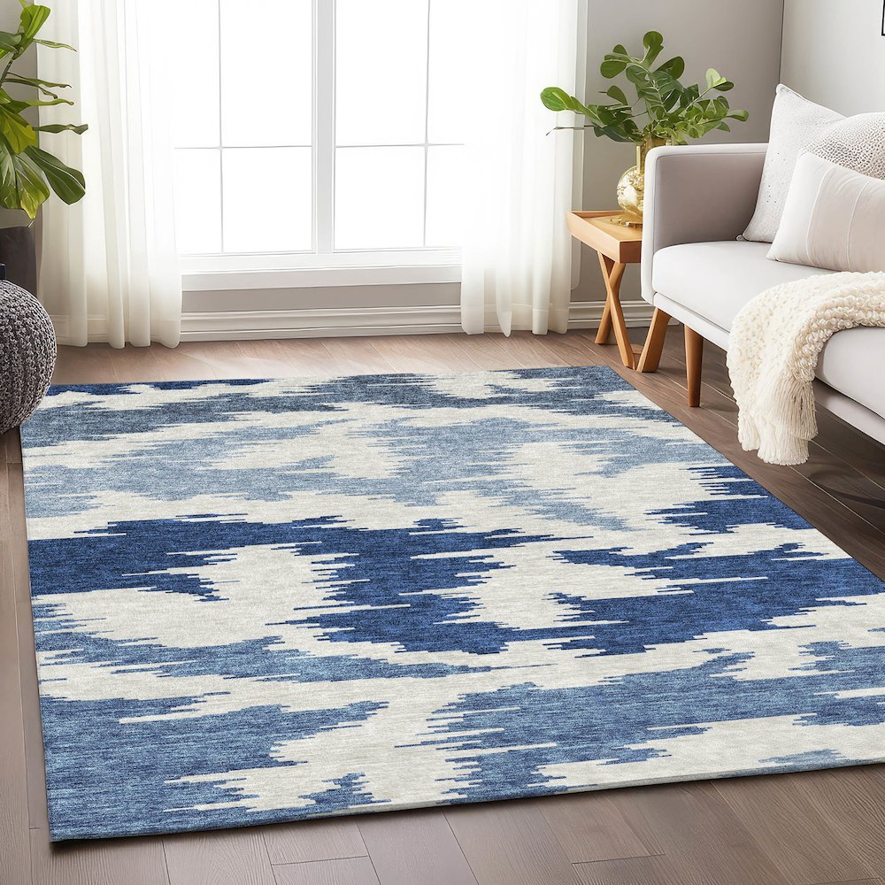 Premium Machine Washable Mayfield AMF746 Navy 10' x 14' Rug. Picture 5