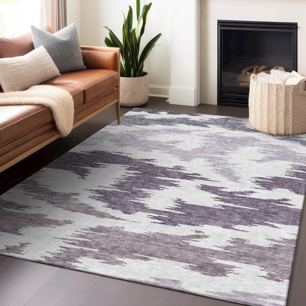 Premium Machine Washable Mayfield AMF746 Purple 10' x 14' Rug. Picture 6