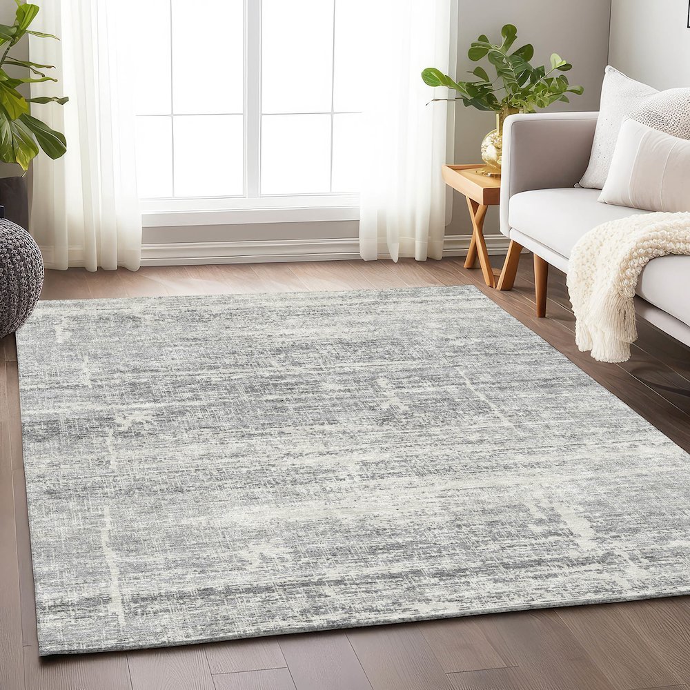 Premium Machine Washable Mayfield AMF747 Silver 10' x 14' Rug. Picture 5