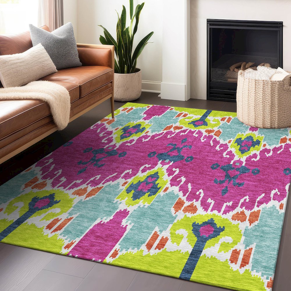 Premium Machine Washable Mayfield AMF748 Pink 10' x 14' Rug. Picture 6