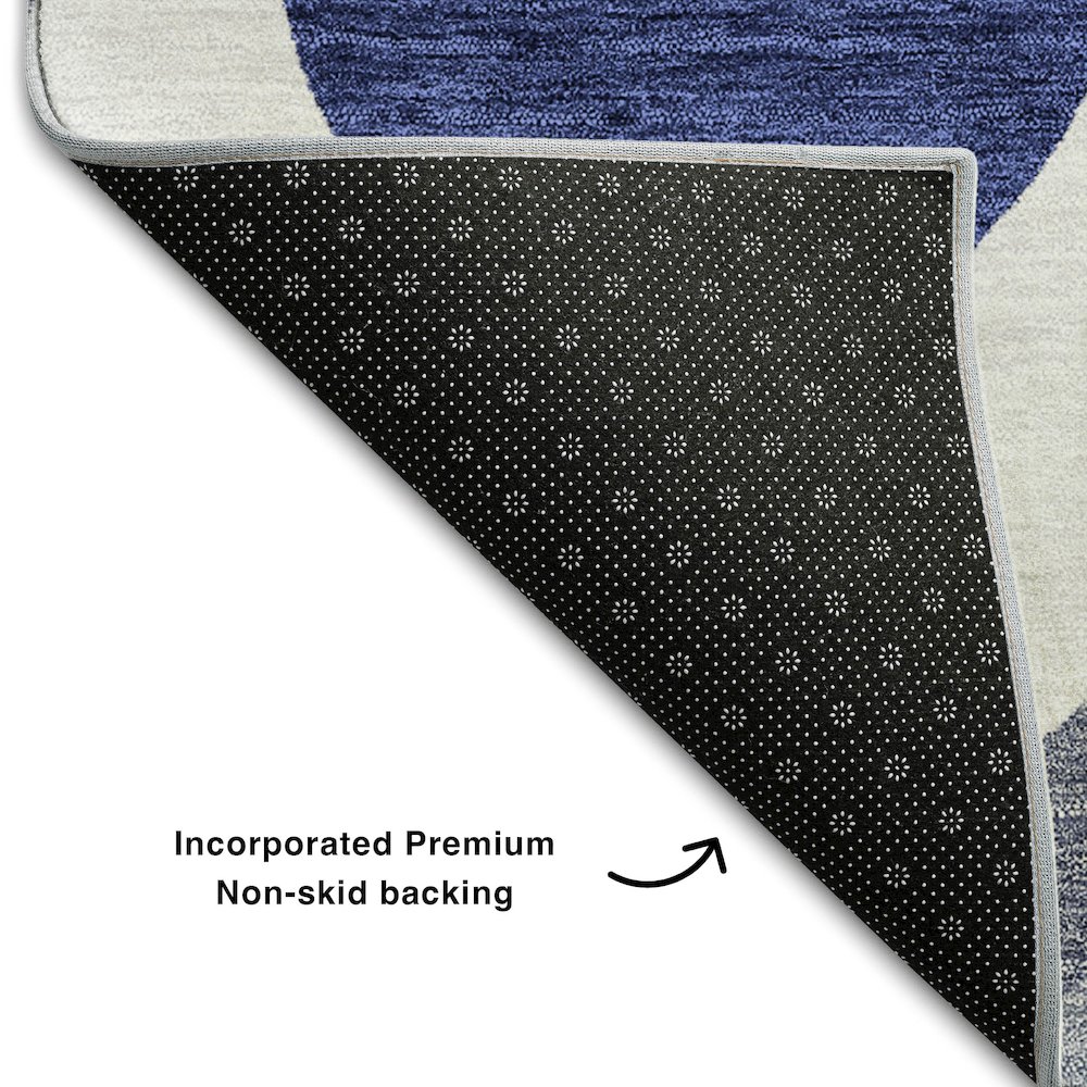 Premium Machine Washable Mayfield AMF749 Navy 8' x 8' Round Rug. Picture 2