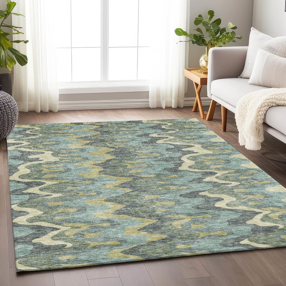 Premium Machine Washable Mayfield AMF750 Sage 10' x 14' Rug. Picture 5