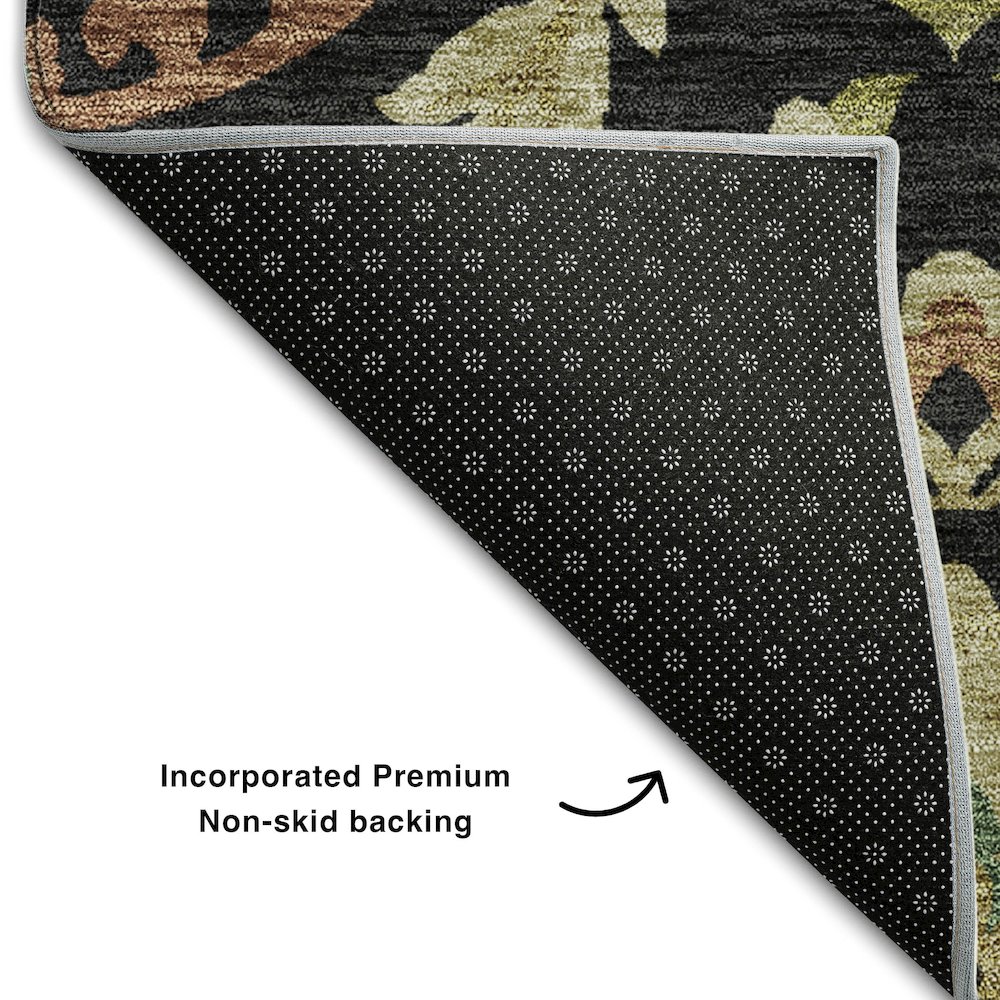 Premium Machine Washable Mayfield AMF751 Black 8' x 8' Round Rug. Picture 2