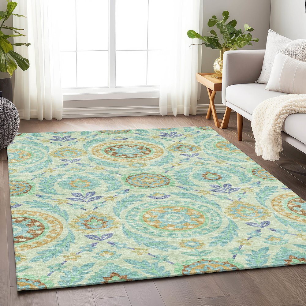 Premium Machine Washable Mayfield AMF751 Mint 10' x 14' Rug. Picture 5