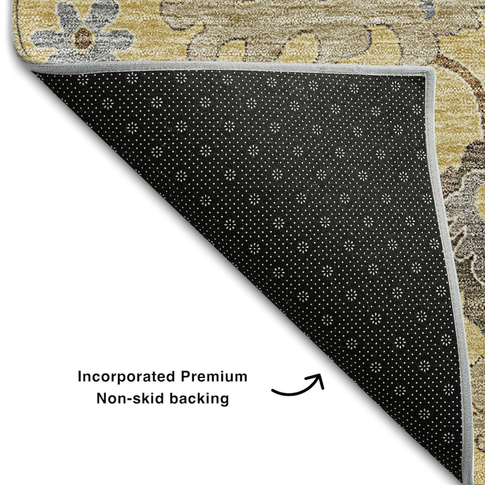 Premium Machine Washable Mayfield AMF753 Gold 8' x 8' Round Rug. Picture 2