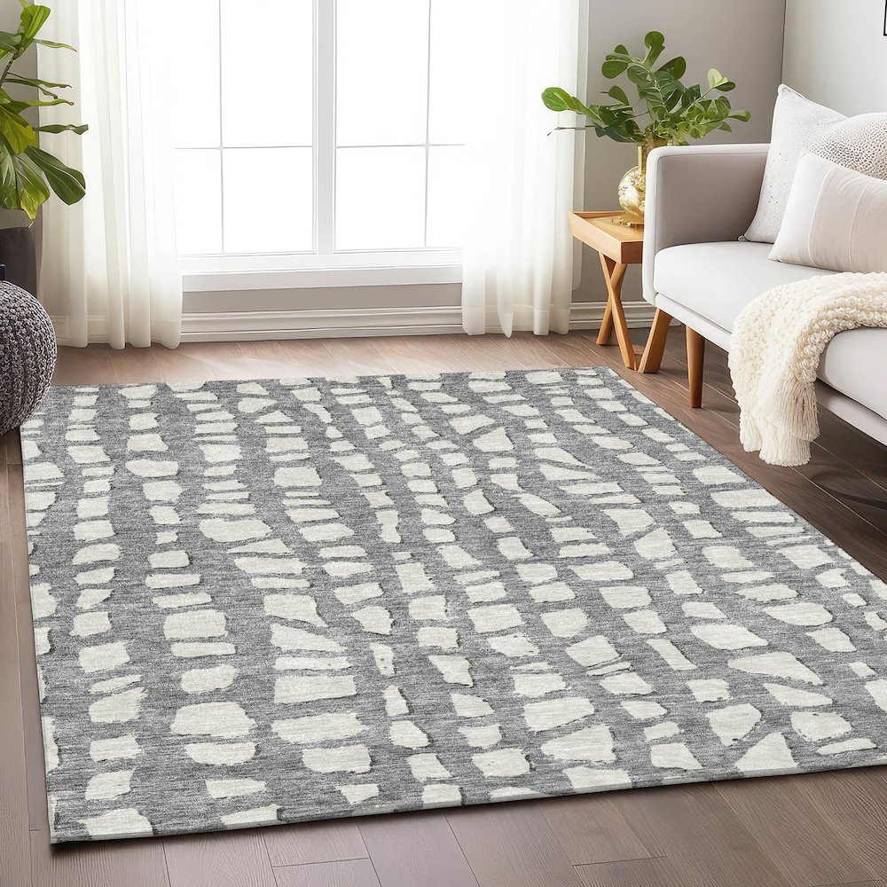 Premium Machine Washable Mayfield AMF754 Gray 10' x 14' Rug. Picture 5