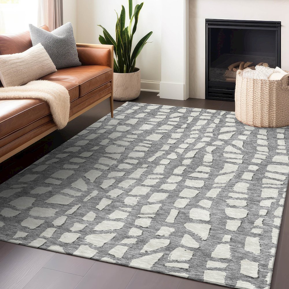 Premium Machine Washable Mayfield AMF754 Gray 10' x 14' Rug. Picture 6