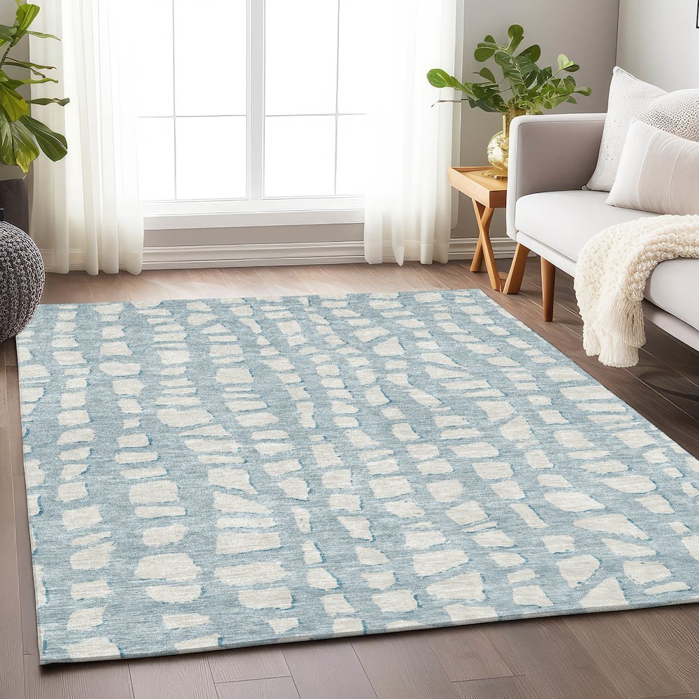 Premium Machine Washable Mayfield AMF754 Sky 10' x 14' Rug. Picture 5