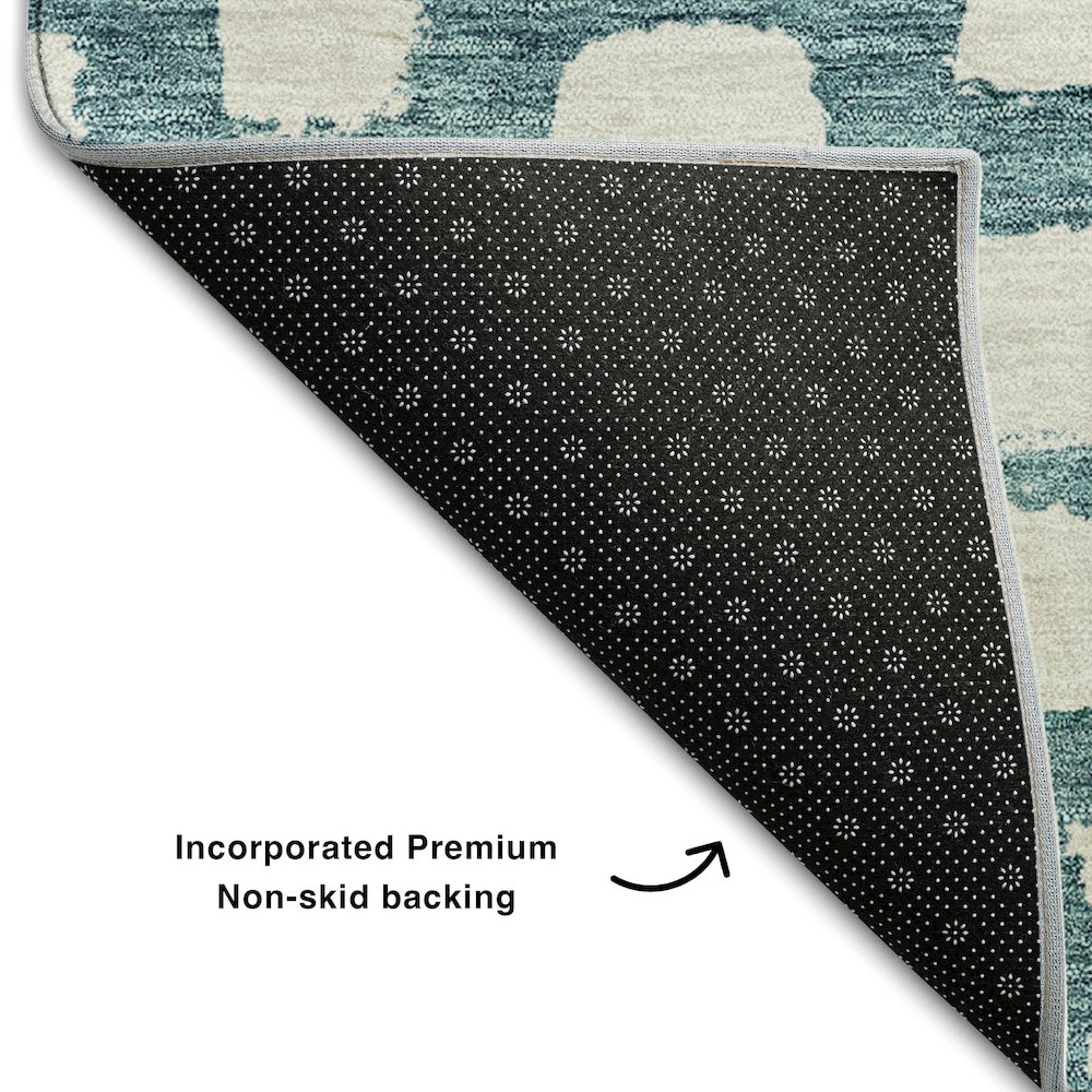 Premium Machine Washable Mayfield AMF754 Teal 8' x 8' Round Rug. Picture 2