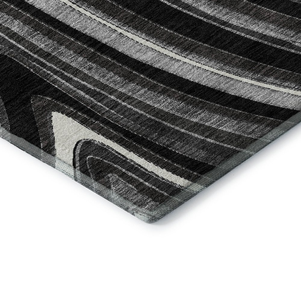 Premium Machine Washable Mayfield AMF756 Black 8' x 8' Round Rug. Picture 3