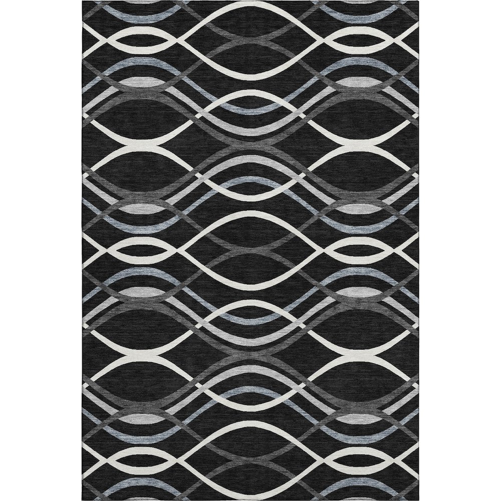 Premium Machine Washable Mayfield AMF757 Black 10' x 14' Rug. Picture 1