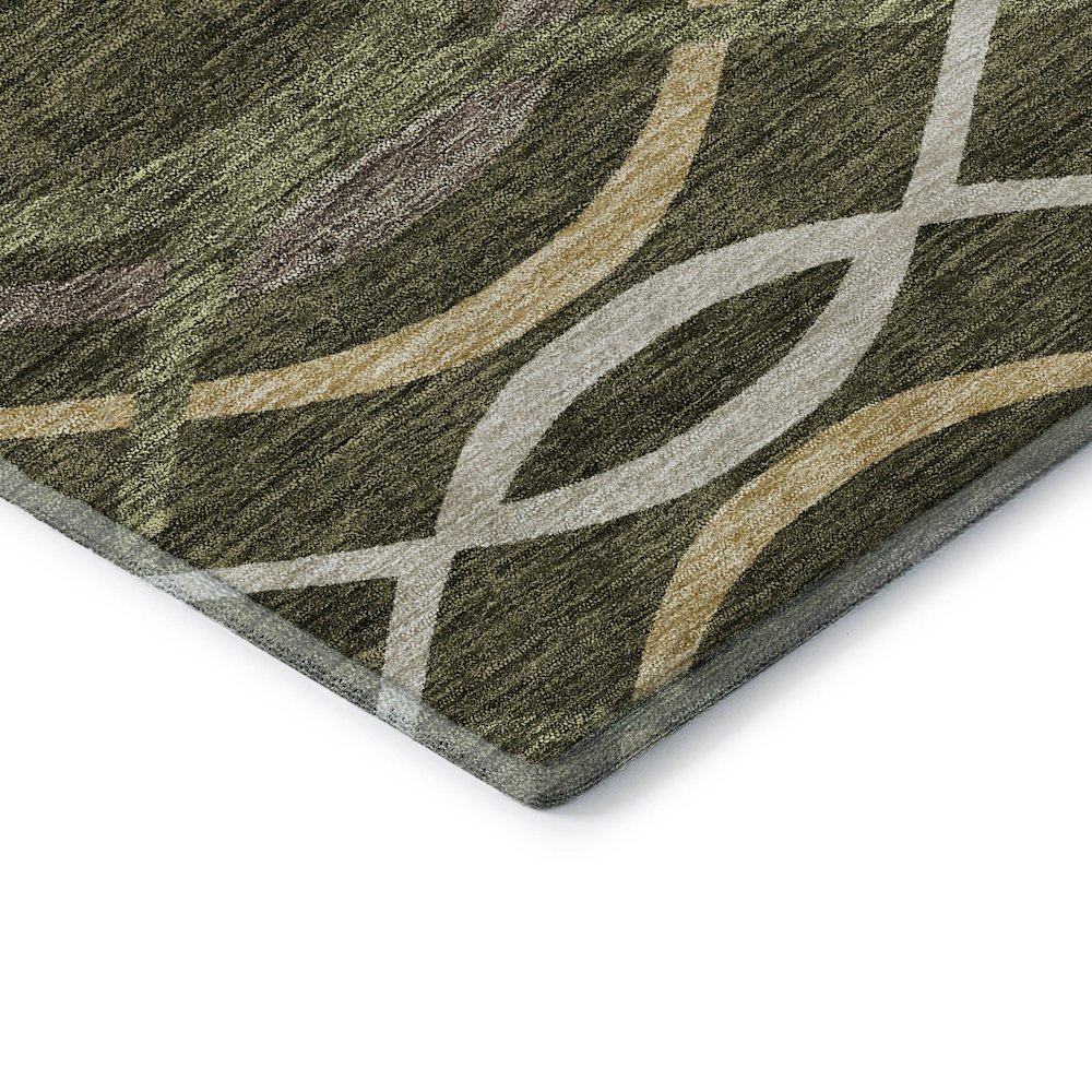 Premium Machine Washable Mayfield AMF757 Olive 8' x 8' Round Rug. Picture 3