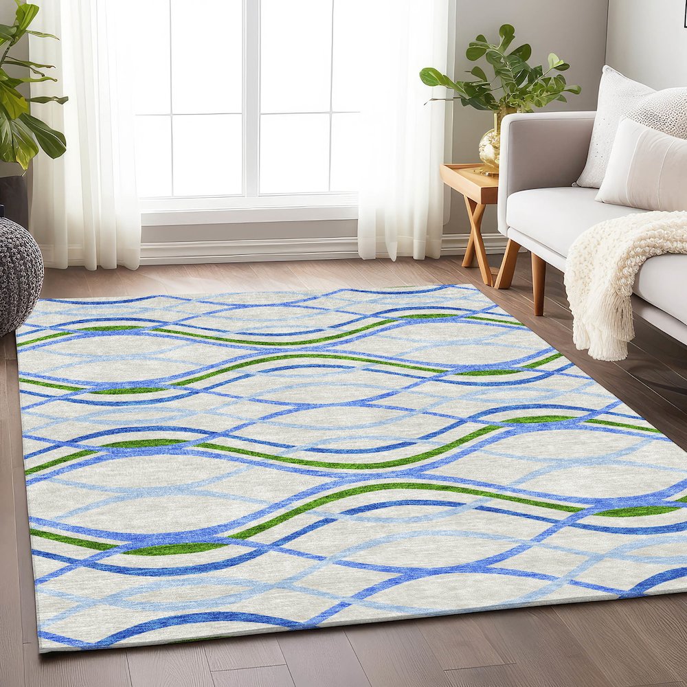Premium Machine Washable Mayfield AMF757 Sky 10' x 14' Rug. Picture 5