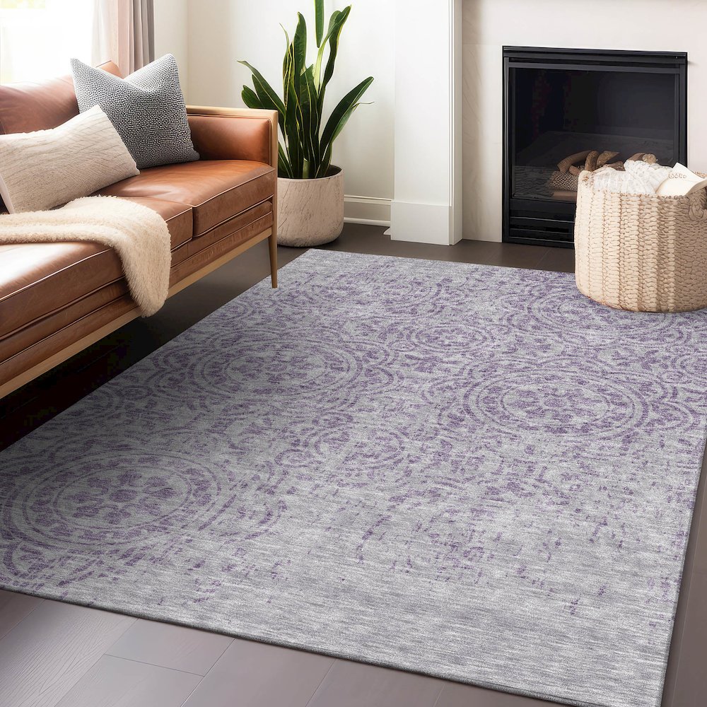 Premium Machine Washable Mayfield AMF758 Lavender 10' x 14' Rug. Picture 6