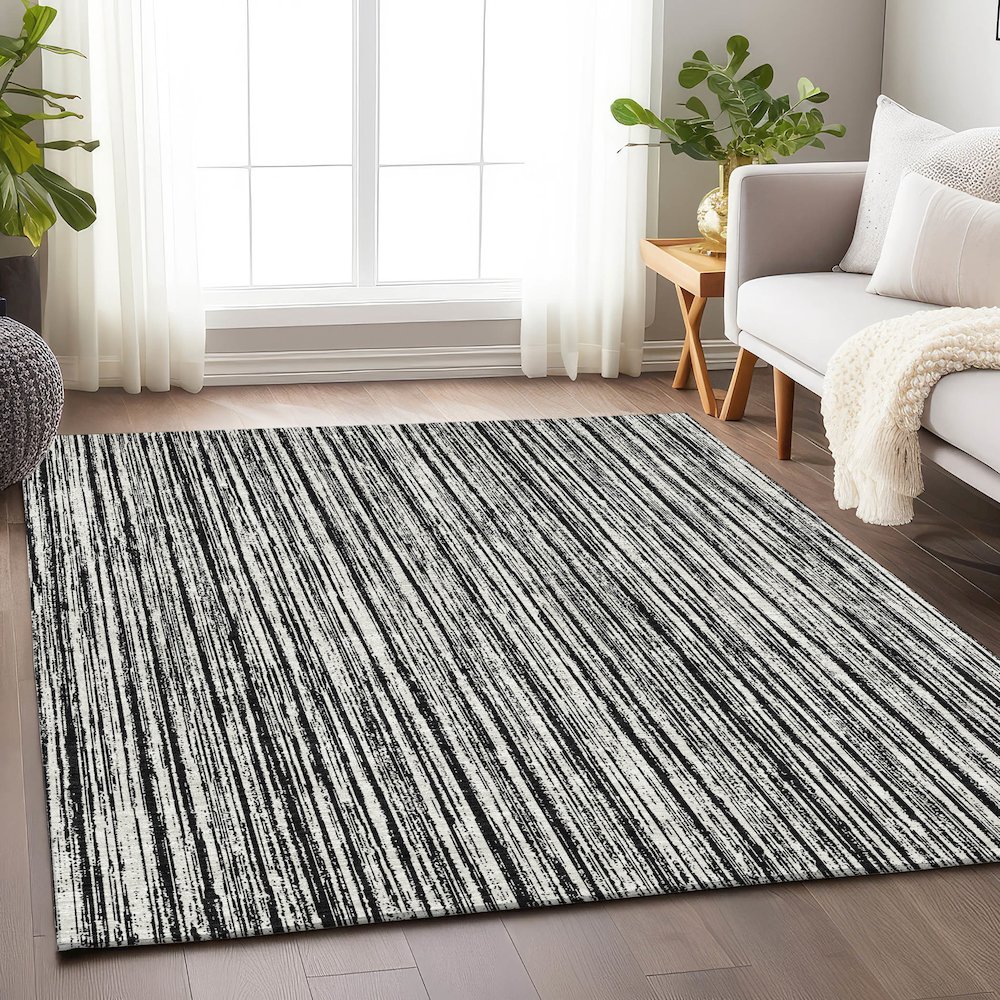 Premium Machine Washable Mayfield AMF760 Black 10' x 14' Rug. Picture 5