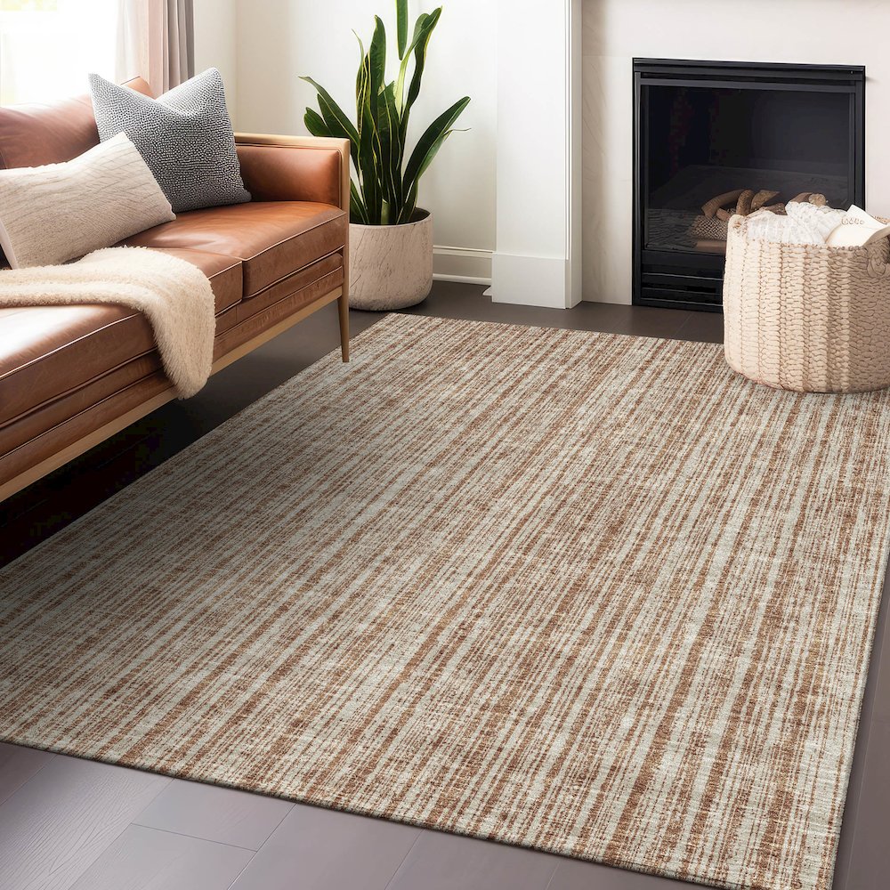 Premium Machine Washable Mayfield AMF760 Paprika 10' x 14' Rug. Picture 6