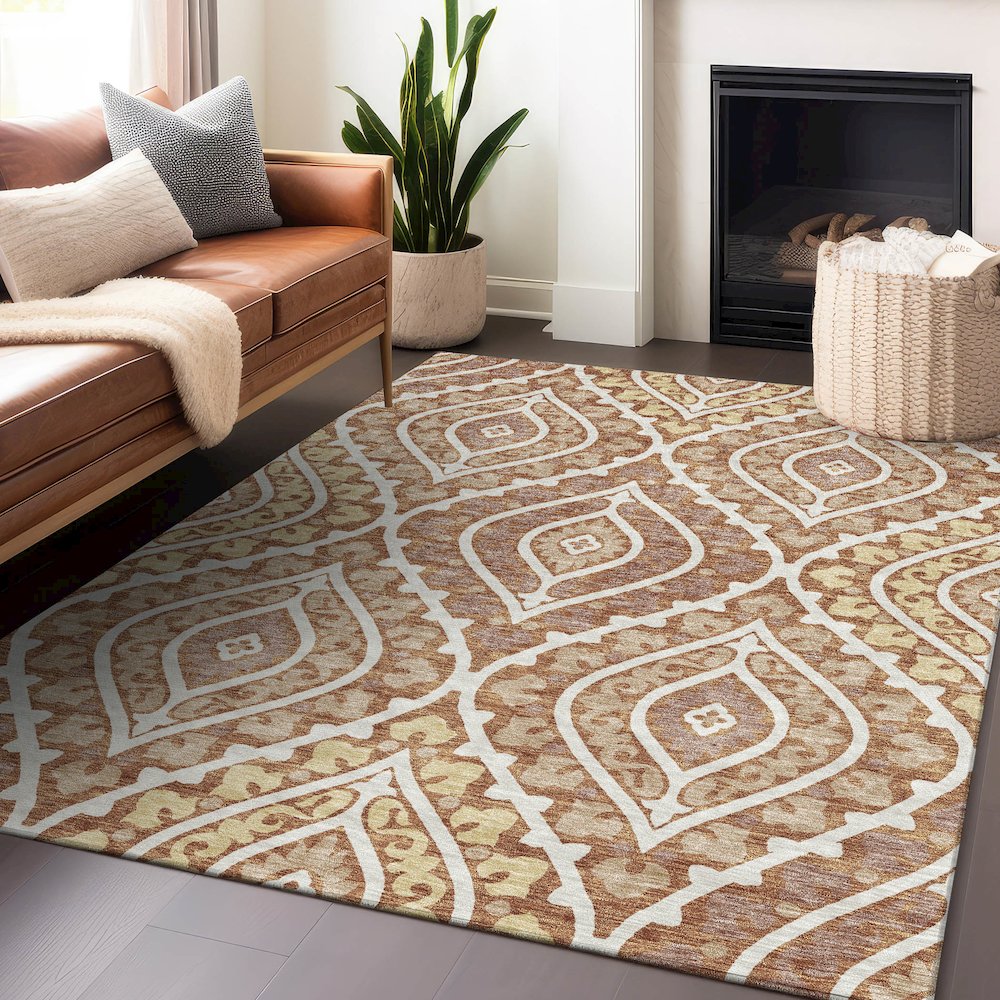 Premium Machine Washable Mayfield AMF761 Paprika 10' x 14' Rug. Picture 6