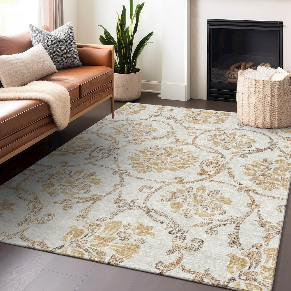Premium Machine Washable Mayfield AMF762 Ivory 10' x 14' Rug. Picture 6