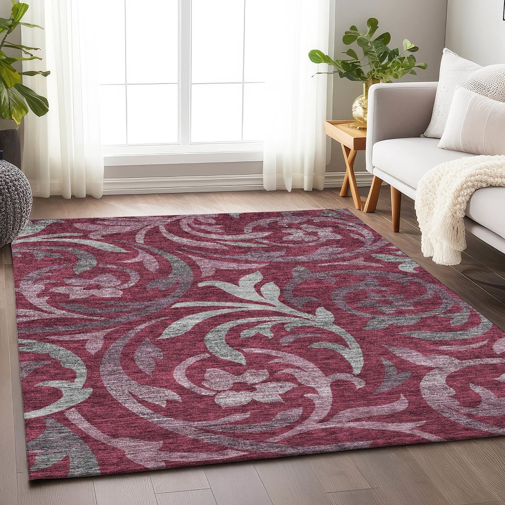 Premium Machine Washable Mayfield AMF764 Garnet 10' x 14' Rug. Picture 5