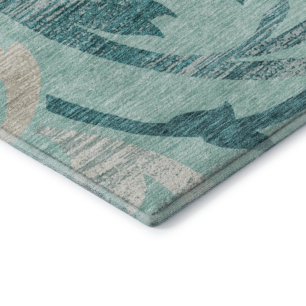 Premium Machine Washable Mayfield AMF764 Teal 8' x 8' Round Rug. Picture 3