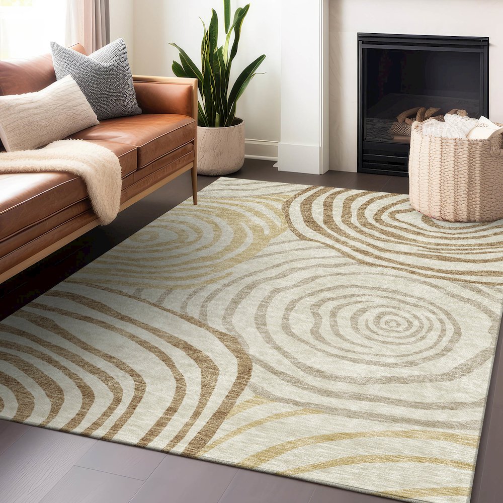 Premium Machine Washable Mayfield AMF765 Gold 10' x 14' Rug. Picture 6