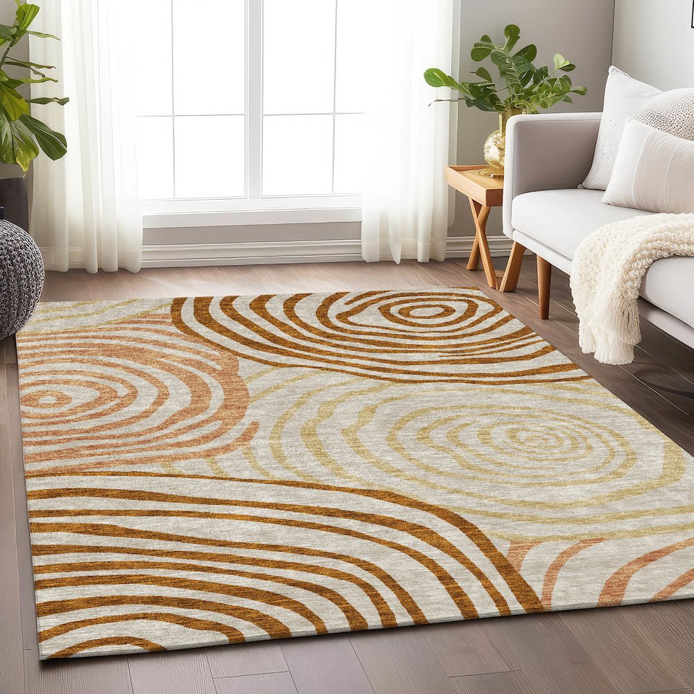 Premium Machine Washable Mayfield AMF765 Terracotta 10' x 14' Rug. Picture 5