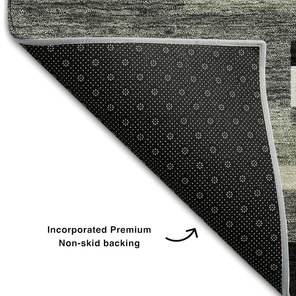 Premium Machine Washable Mayfield AMF766 Black 8' x 8' Round Rug. Picture 2