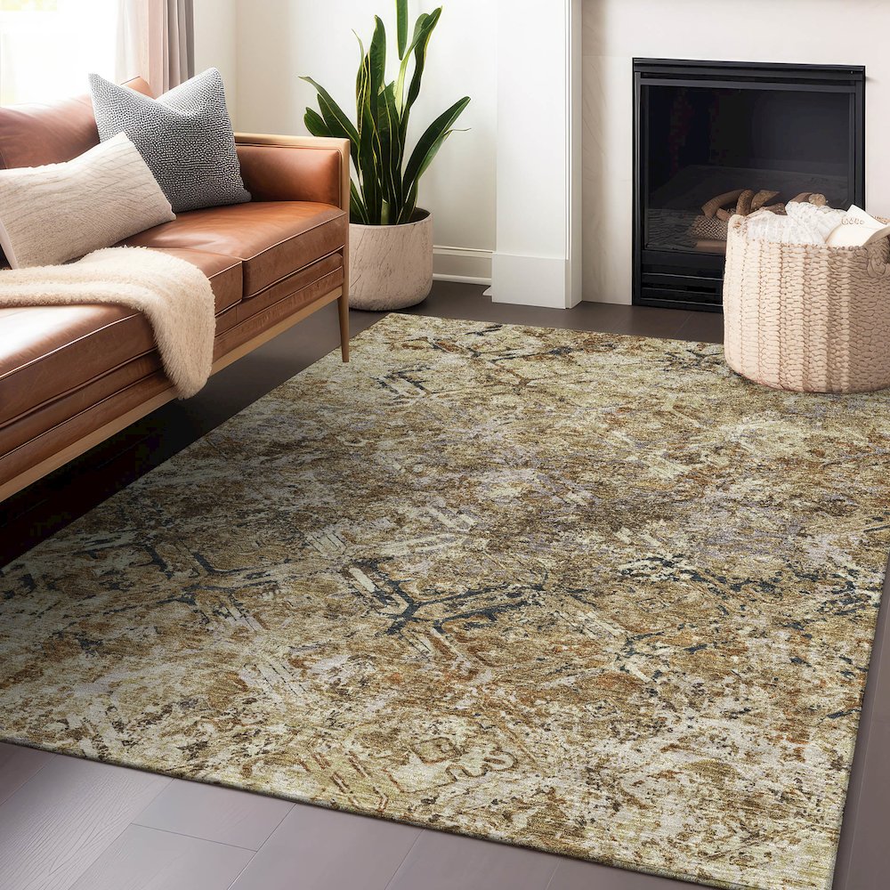 Premium Machine Washable Mayfield AMF768 Beige 10' x 14' Rug. Picture 6