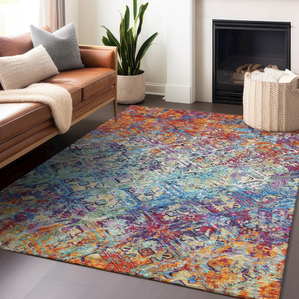 Premium Machine Washable Mayfield AMF768 Copper 10' x 14' Rug. Picture 6