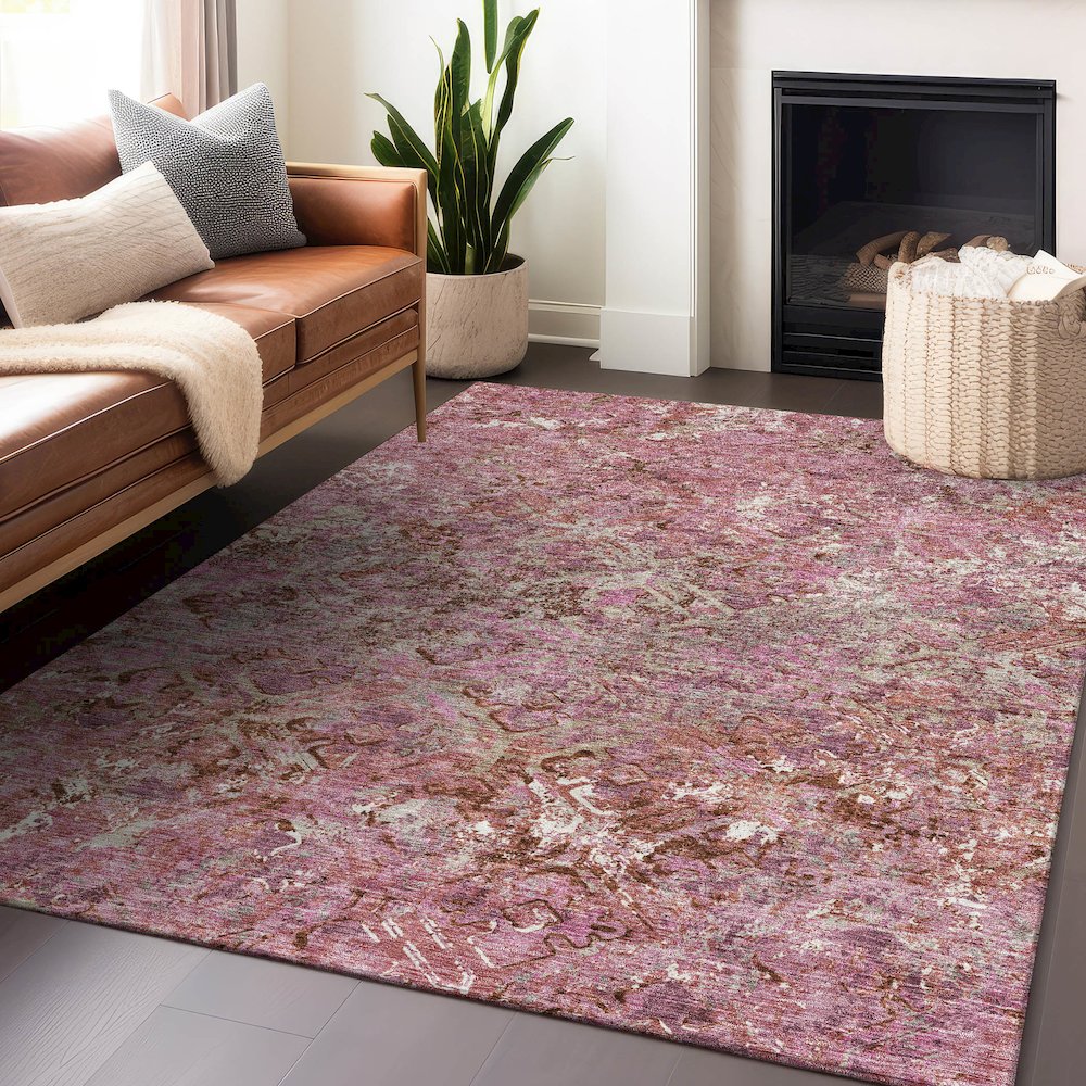 Premium Machine Washable Mayfield AMF768 Pink 10' x 14' Rug. Picture 6